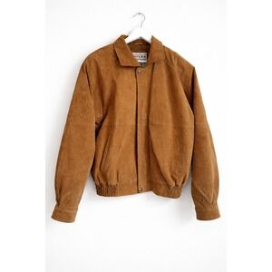 Vintage Wilda Suede %100 Leather Bomber Jacket Mens Brown 90s Streetwear Western